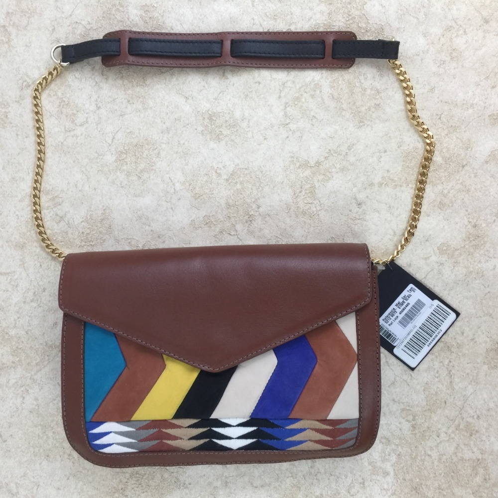 SCHUTZ Leather and Suede Shoulder Bag, Small